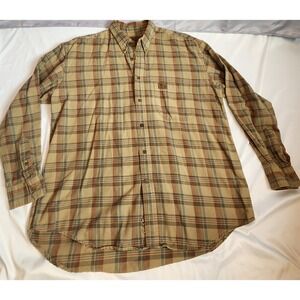 Vintage Bob Timberlake Plaid Button Down Shirt Mens XL Tan Brown Gorpcore 90s